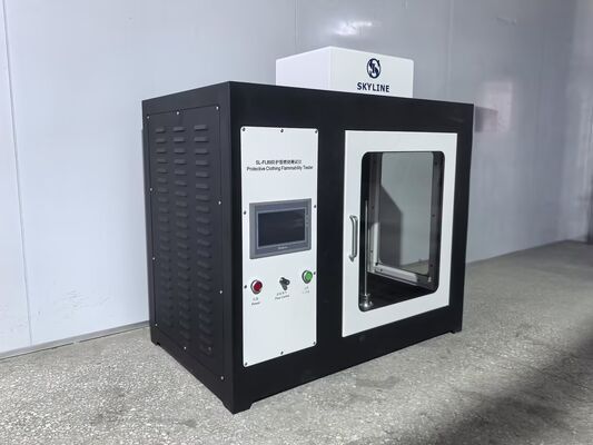 अच्छा दाम आईएसओ 15025 सुरक्षात्मक वस्त्र ज्वलनशीलता परीक्षक, स्टेनलेस स्टील निर्माण और स्वचालित लौ अनुप्रयोग के साथ ऑनलाइन